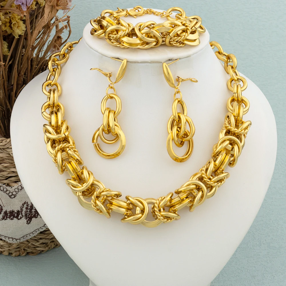 Dubai Jewelry Set for Women Fashion Gold Color Round Necklace Collor Earrings Bracelet Ring Jewelry Bride Weddings Party Gifts
Dubai Jewelry Set for Women Fashion Gold Color Round Necklace Collor Earrings Bracelet Ring Jewelry Bride Weddings Party Gifts