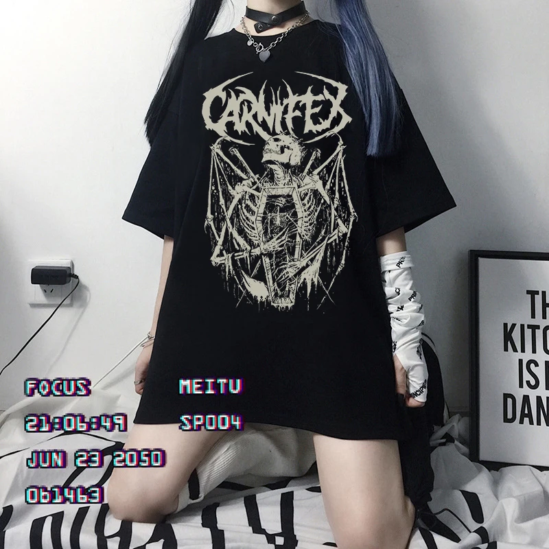 Женская футболка большого размера с графическим принтом в стиле хип-хоп, Повседневная Свободная хлопковая уличная одежда, топы в стиле Харадзюку, готы, летняя футболка, Y2k 
Женская футболка большого размера с графическим принтом в стиле хип-хоп, Повседневная Свободная хлопковая уличная одежда, топы в стиле Харадзюку, готы, летняя футболка, Y2k