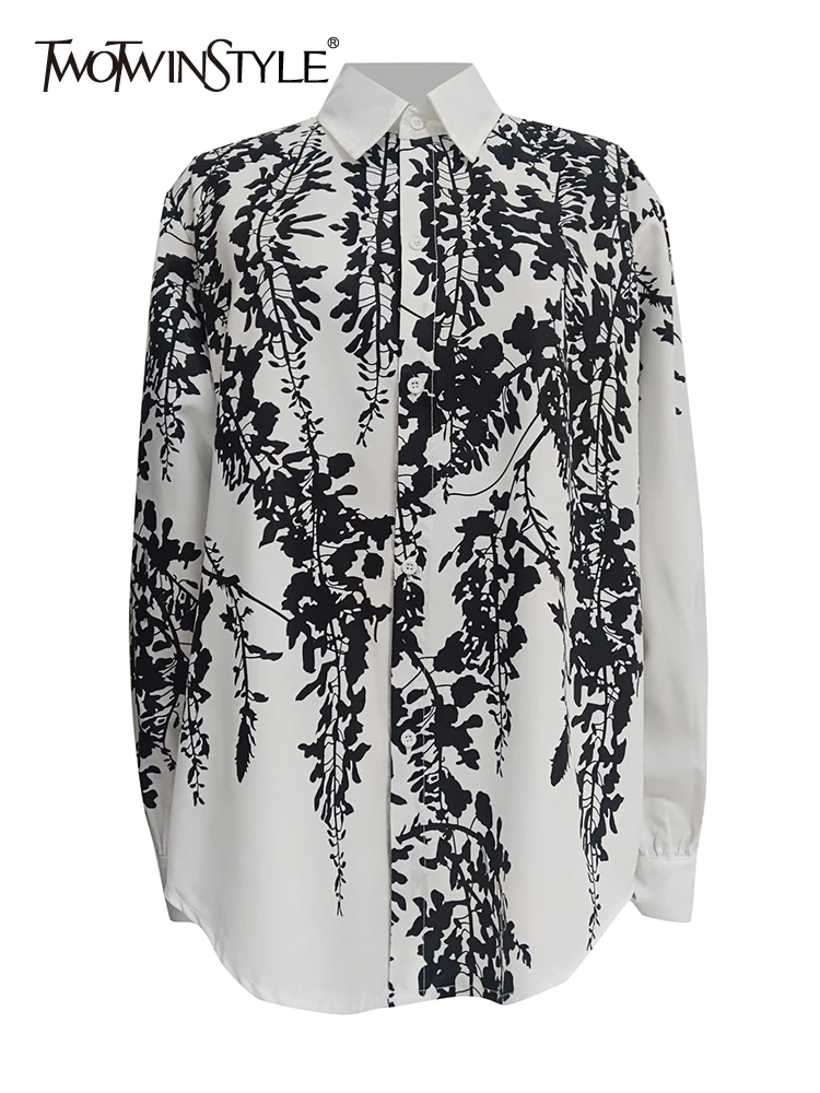 TWOTWINSTYLE Colorblock Printing Shirt For Women Lapel Long Sleeve Patchwork Single Breasted Casual Blouse Female Fashion New
TWOTWINSTYLE Colorblock Printing Shirt For Women Lapel Long Sleeve Patchwork Single Breasted Casual Blouse Female Fashion New