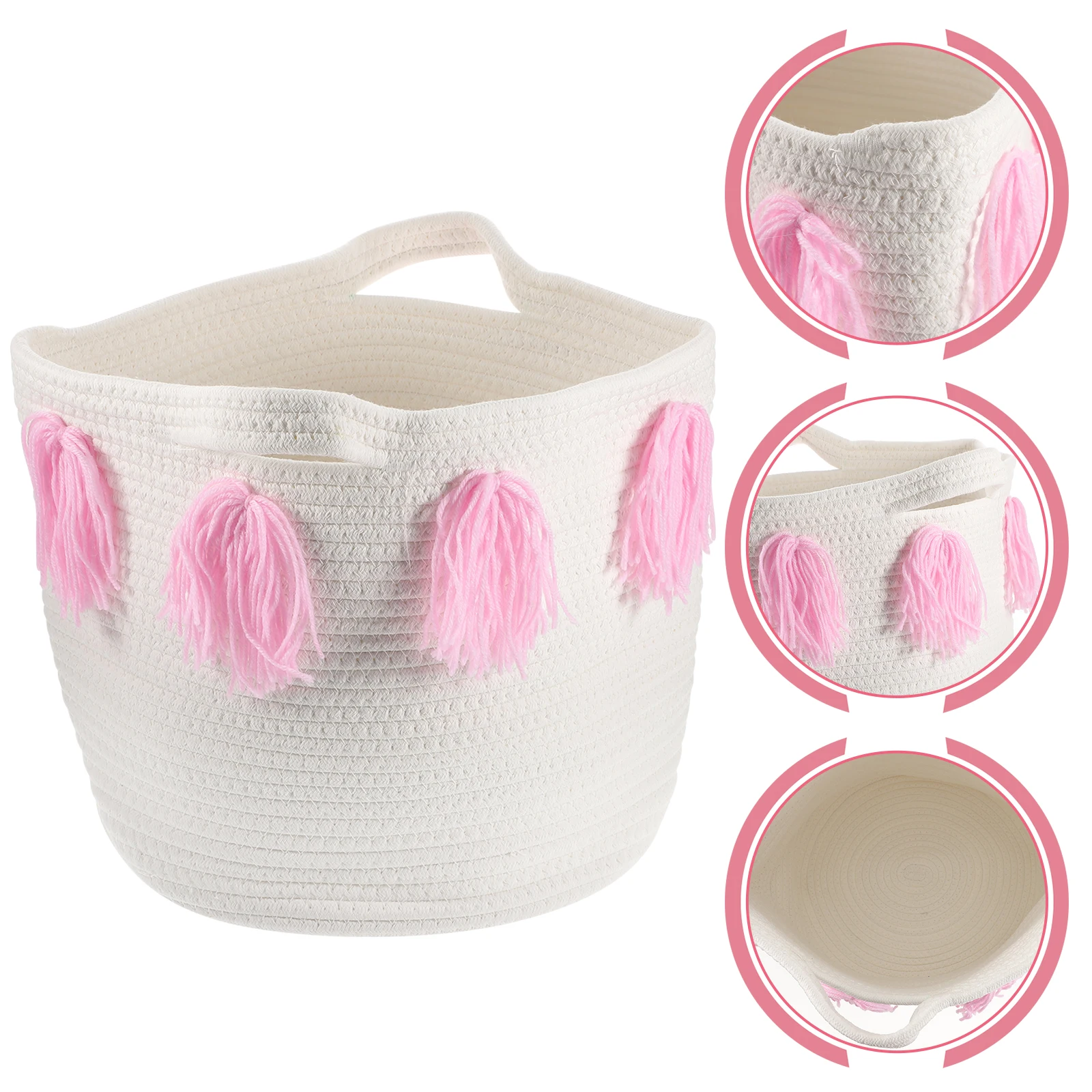 Cotton Rope Storage Basket Woven Tassel Bucket Household ganizer Nordic Style Home Decor Weaving Desk Sundries
Cotton Rope Storage Basket Woven Tassel Bucket Household ganizer Nordic Style Home Decor Weaving Desk Sundries