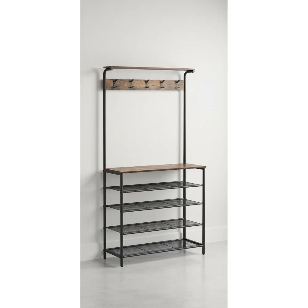 Industrial Hall Tree with Shoe Bench, 5-Tier Coat Rack Entryway Organizer for Bedroom Dorm Rustic Brown Black
Industrial Hall Tree with Shoe Bench, 5-Tier Coat Rack Entryway Organizer for Bedroom Dorm Rustic Brown Black