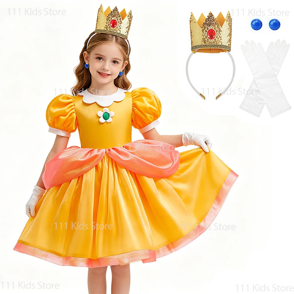 Anime Game Superbro Cosplay Princess Daisy Costume with Accessories Set Children Birthday Gift Peach Perform Girls Summer Dress
Anime Game Superbro Cosplay Princess Daisy Costume with Accessories Set Children Birthday Gift Peach Perform Girls Summer Dress