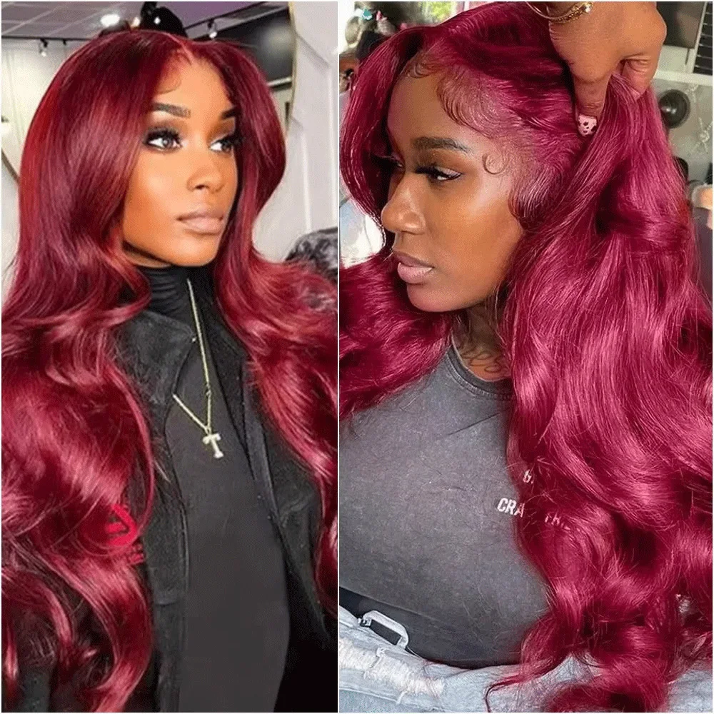 99j Burgundy 13x4 HD Lace Front Human Hair Wig Pre Plucked Colored Body Wave 13x6 Hd Transparent Lace Frontal Wigs for Women
99j Burgundy 13x4 HD Lace Front Human Hair Wig Pre Plucked Colored Body Wave 13x6 Hd Transparent Lace Frontal Wigs for Women