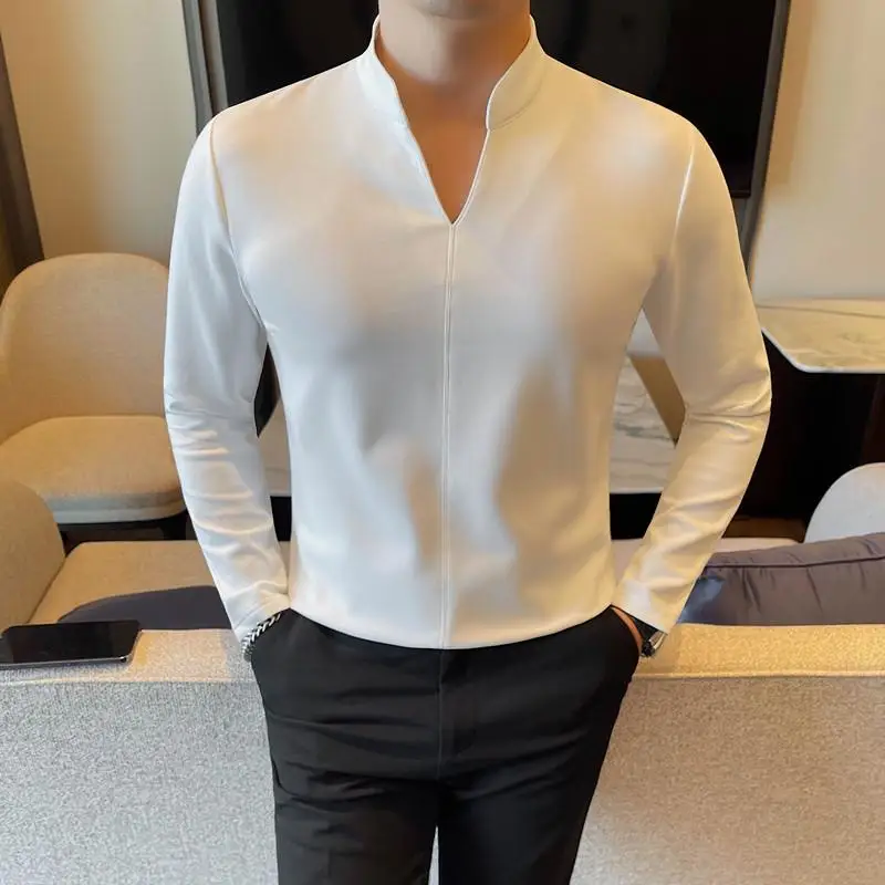 Autumn Winter V-neck Long Sleeved T-shirt for Men's New Style Stand Up Collar Solid Color Base Shirt Casual Business Tee Tops
Autumn Winter V-neck Long Sleeved T-shirt for Men's New Style Stand Up Collar Solid Color Base Shirt Casual Business Tee Tops