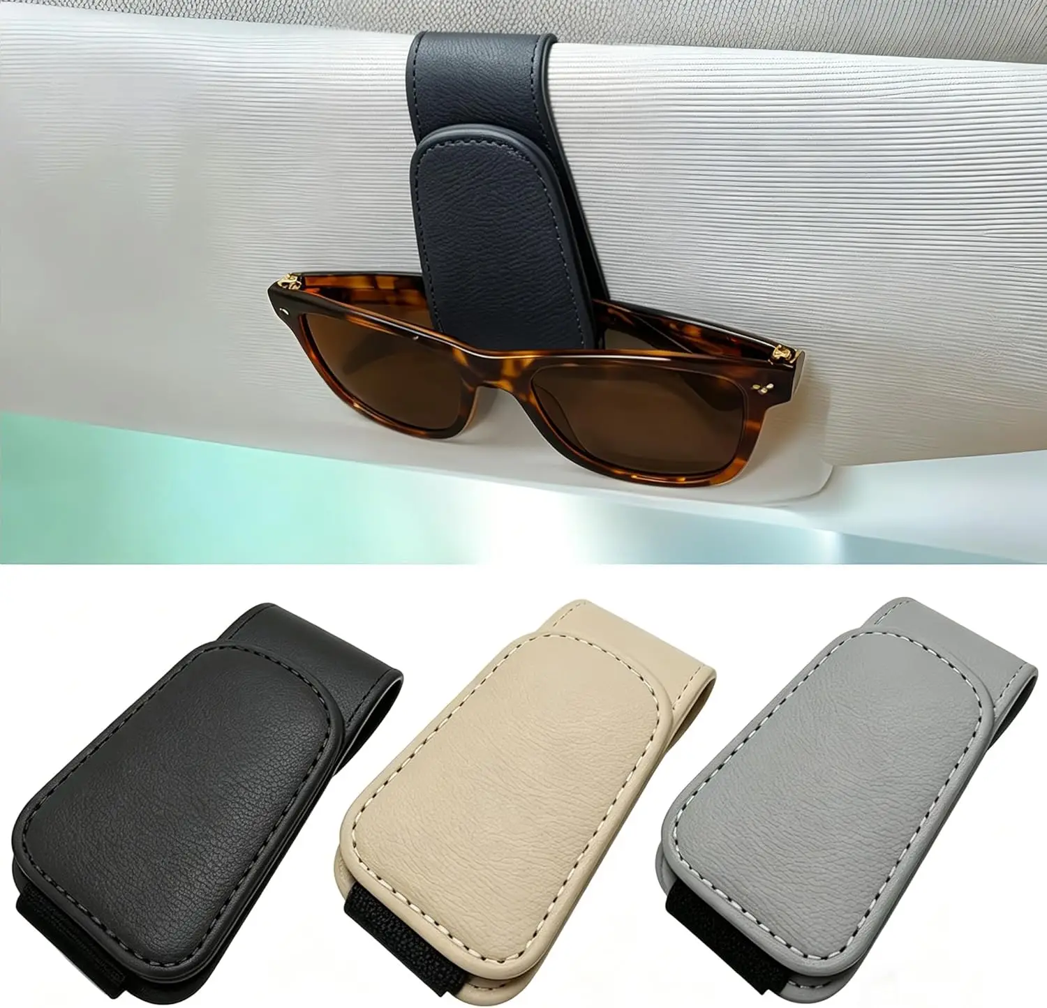 Magnetic Sunglass Holder for Car Visor, Leather Eyeglass Clip, Universal, 1 Pack Black
Magnetic Sunglass Holder for Car Visor, Leather Eyeglass Clip, Universal, 1 Pack Black