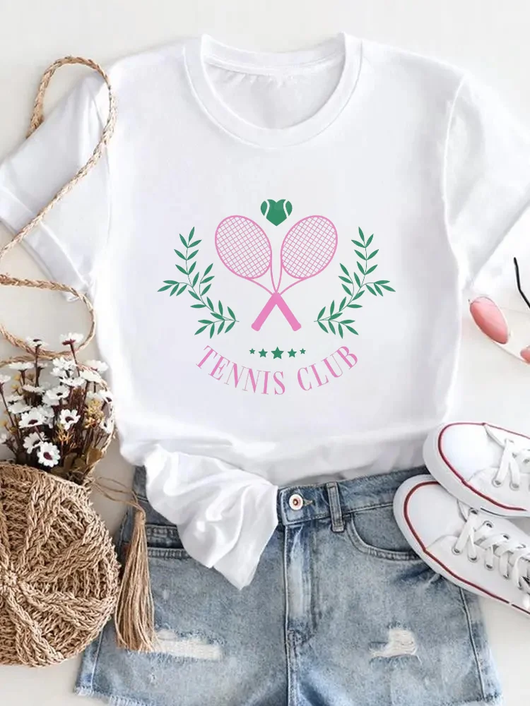 Tennis Pattern Casual Top Printed White Women's T-Shirt Round Neck Versatile Pattern Clothing Summer Women's Short Sleeved T-Shi
Tennis Pattern Casual Top Printed White Women's T-Shirt Round Neck Versatile Pattern Clothing Summer Women's Short Sleeved T-Shi