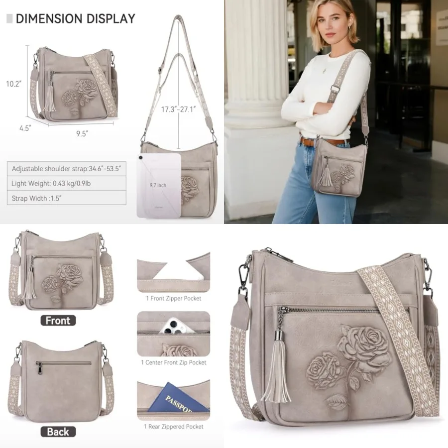 Crossbody Bags for Women Trendy Vegan Leather Hobo Purses Embossed Shoulder Handbag Lightweight Travel Purse
Crossbody Bags for Women Trendy Vegan Leather Hobo Purses Embossed Shoulder Handbag Lightweight Travel Purse