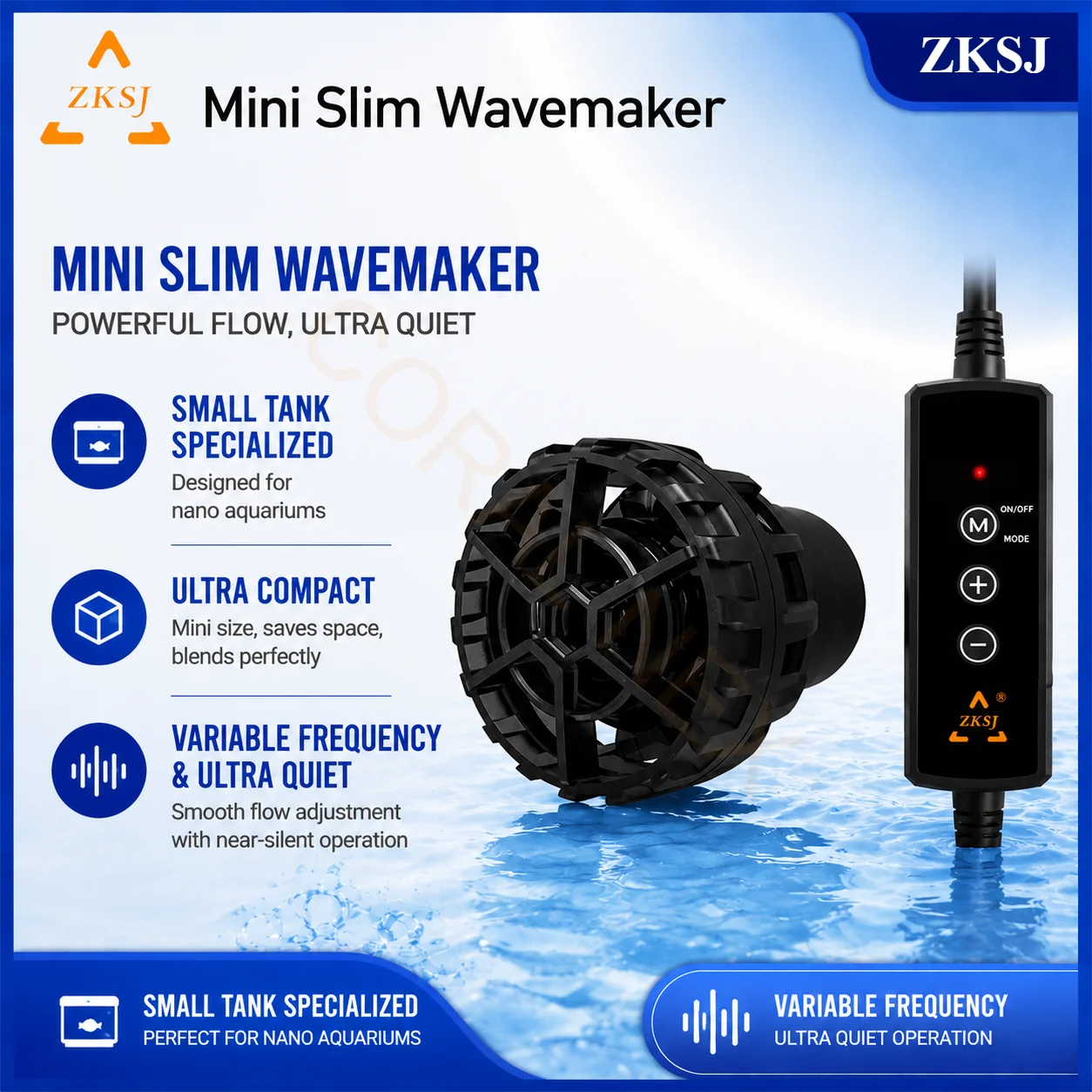 ZKSJ Mini Slim Touch Control DC Wavemaker Pump 5W 9W Silent Nano Aquarium Circulation Pump for Freshwater Saltwater Coral Reef
ZKSJ Mini Slim Touch Control DC Wavemaker Pump 5W 9W Silent Nano Aquarium Circulation Pump for Freshwater Saltwater Coral Reef