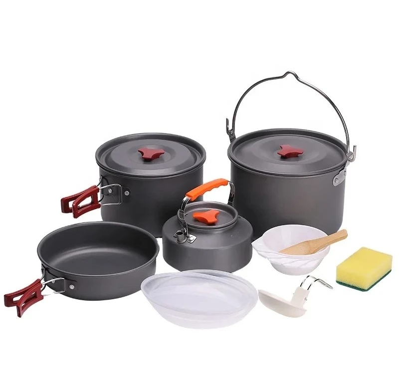 Portable outdoor aluminum cookware, kettle pot, hiking picnic, stainless steel camping pot
Portable outdoor aluminum cookware, kettle pot, hiking picnic, stainless steel camping pot