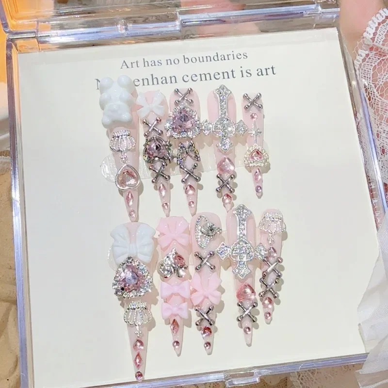 Pink Jirai Kei Cute Long Handmade Press On Nails Shibuya Gyaru Bow Heart Cross Diamond Stiletto Fake Nails Crown Nail Art Y2K
Pink Jirai Kei Cute Long Handmade Press On Nails Shibuya Gyaru Bow Heart Cross Diamond Stiletto Fake Nails Crown Nail Art Y2K