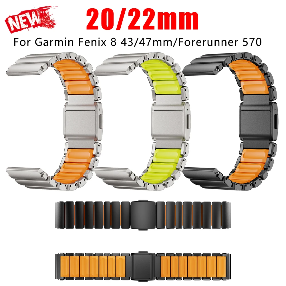 20/22mm Stainless Steel+Silicone Strap For Garmin Forerunner 570 965 265 245 Suitable For Garmin Fenix 8 43/47mm Fenix 7s pro
20/22mm Stainless Steel+Silicone Strap For Garmin Forerunner 570 965 265 245 Suitable For Garmin Fenix 8 43/47mm Fenix 7s pro