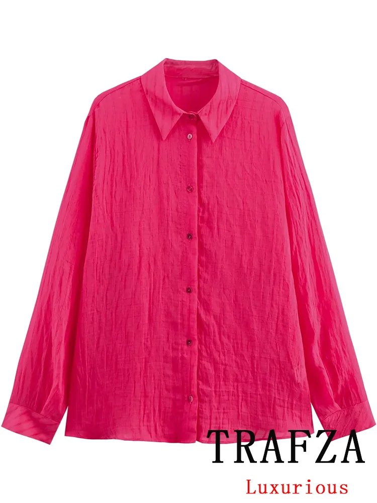 TRAFZA Casual Chic Women Blouse Solid Turn-down Collar Long Sleeve Single Breasted Blouse Fashion 2025 Spring Summer Shirts
TRAFZA Casual Chic Women Blouse Solid Turn-down Collar Long Sleeve Single Breasted Blouse Fashion 2025 Spring Summer Shirts