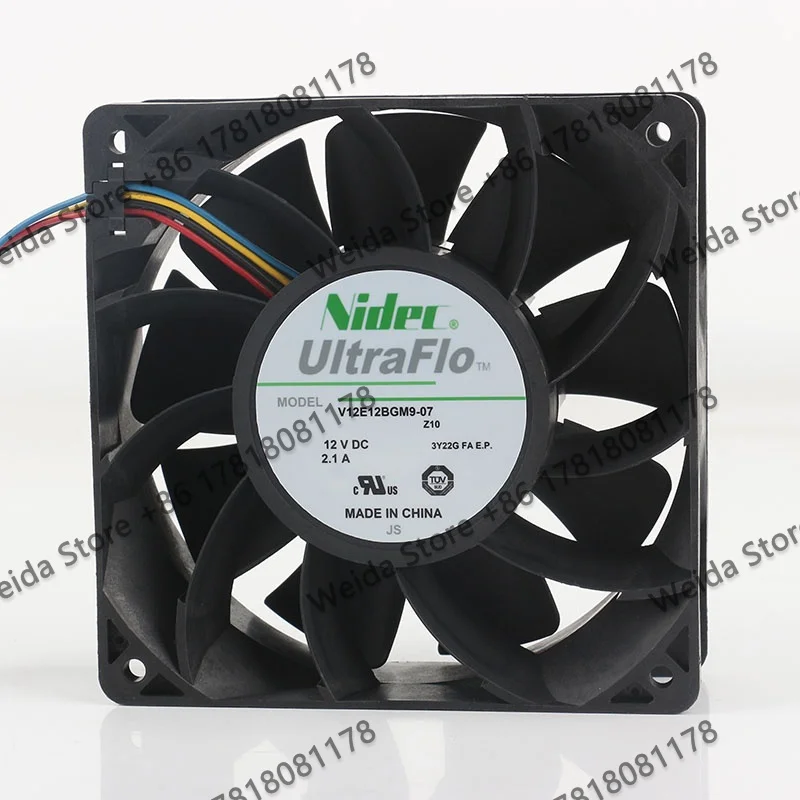 Original and genuine NIDEC 120X120X38MM V12E12BGM9-07 12V 2.1A 12038 four-wire high airflow server cooling fan
Original and genuine NIDEC 120X120X38MM V12E12BGM9-07 12V 2.1A 12038 four-wire high airflow server cooling fan