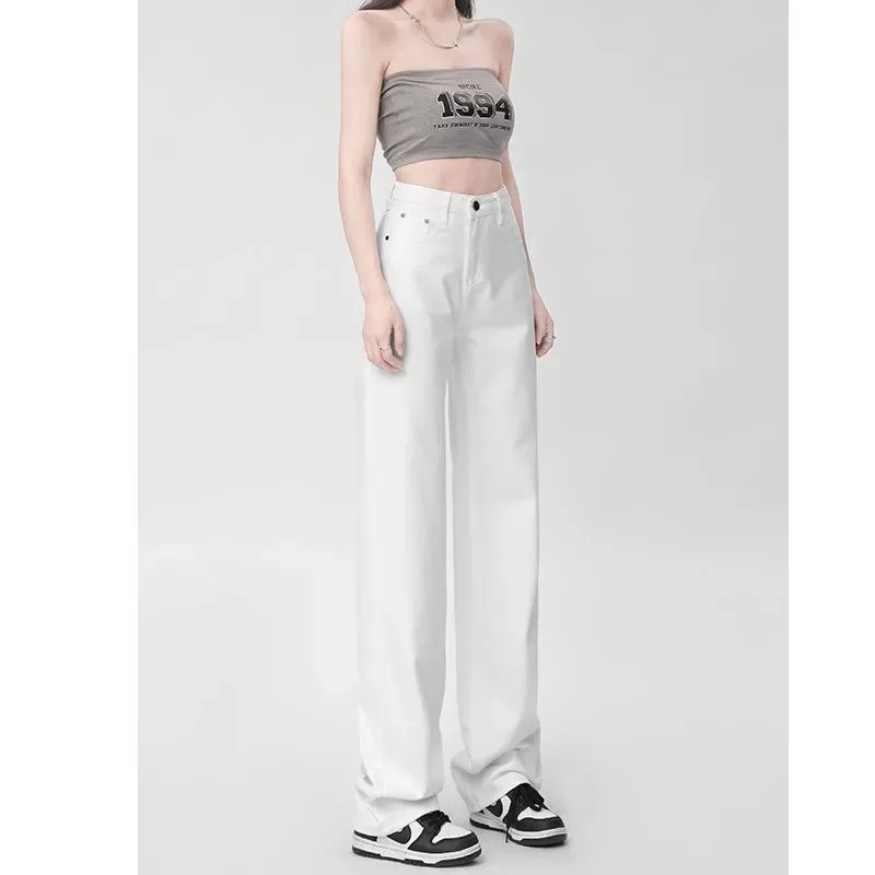 White High Waist Straight Leg Jeans Women's Spring 2024 New Style Slimming Narrow Wide Leg Pants Versatile Floor-Length Pants
White High Waist Straight Leg Jeans Women's Spring 2024 New Style Slimming Narrow Wide Leg Pants Versatile Floor-Length Pants