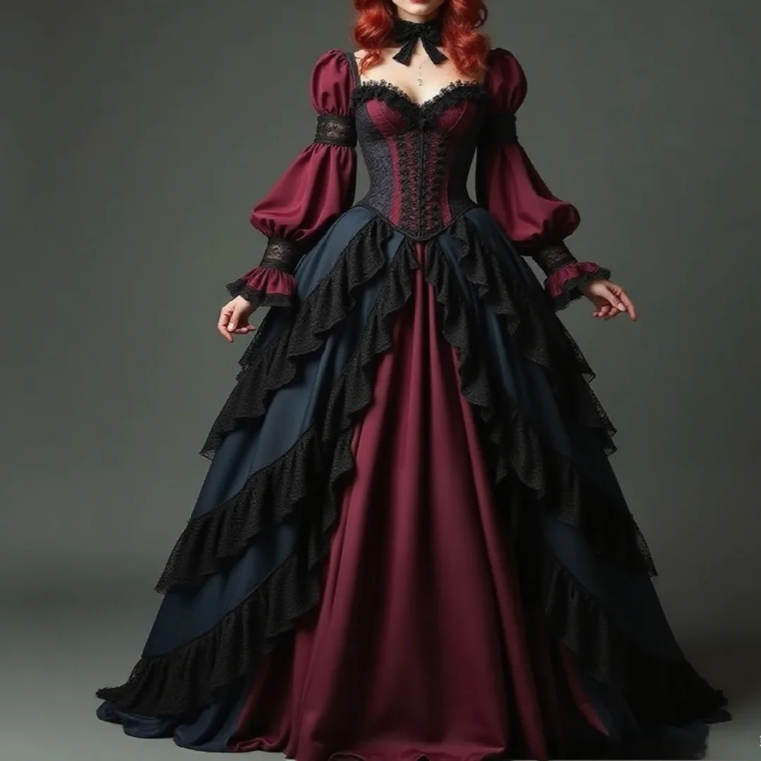 Elegant Formal Birthday Party Gown Vampire Contrast Color Prom Dress Long Sleeve Medieval Lace Evening Dresses 2025 Customized
Elegant Formal Birthday Party Gown Vampire Contrast Color Prom Dress Long Sleeve Medieval Lace Evening Dresses 2025 Customized