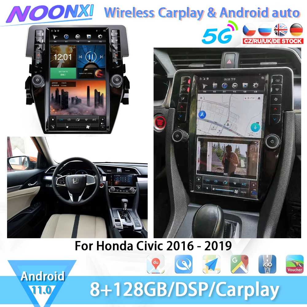 128GB Tesla Style For Honda Civic 2016 ~ 2019 Android 11 Car Radio Multimedia Player GPS Navigation DVD Player Carplay Head Unit
128GB Tesla Style For Honda Civic 2016 ~ 2019 Android 11 Car Radio Multimedia Player GPS Navigation DVD Player Carplay Head Unit