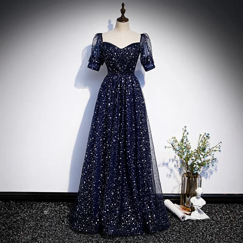 Customized Evening Dress Navy Blue Tulle V-neck Short Sleeves Ruched Floor-Length Lace Up Plus size WOman Party Formal Gown B992
Customized Evening Dress Navy Blue Tulle V-neck Short Sleeves Ruched Floor-Length Lace Up Plus size WOman Party Formal Gown B992