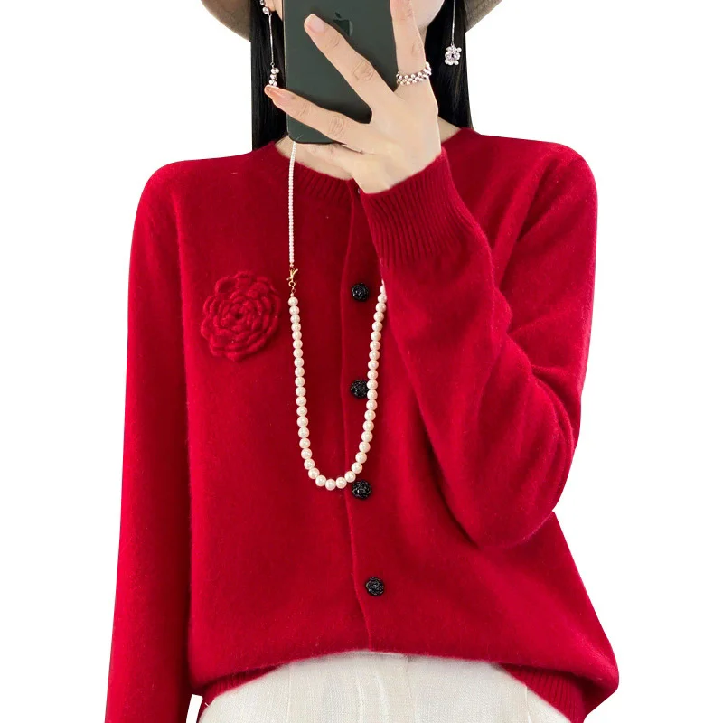 New Women Autumn Winter Knitted Sweater Round Neck Rose Solid Temperament Versatile Coat Cardigan Top Female Knit Sweater Jacket
New Women Autumn Winter Knitted Sweater Round Neck Rose Solid Temperament Versatile Coat Cardigan Top Female Knit Sweater Jacket