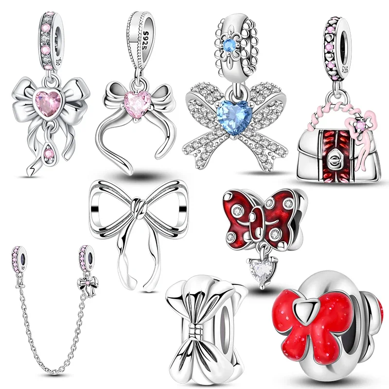 Original 925 Sterling Silver Women Bow Charms Bead Zirconium Pink Rosette Pendants Fit Bracelets DIY Jewelry Lover Friend Gift
Original 925 Sterling Silver Women Bow Charms Bead Zirconium Pink Rosette Pendants Fit Bracelets DIY Jewelry Lover Friend Gift