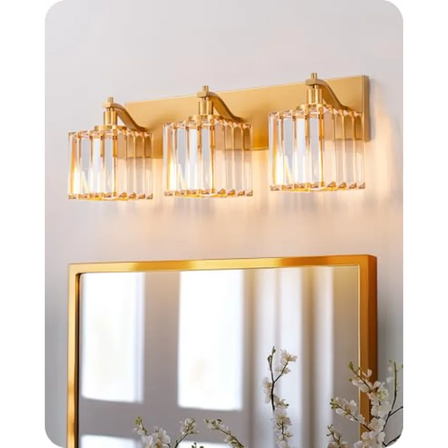 Bathroom Vanity Light 20.47-Inch Modern Bathroom Lighting Fixtures 3-Light Crystal Vanity Lights Over Mirror Gold Bath Wall Sco
Bathroom Vanity Light 20.47-Inch Modern Bathroom Lighting Fixtures 3-Light Crystal Vanity Lights Over Mirror Gold Bath Wall Sco