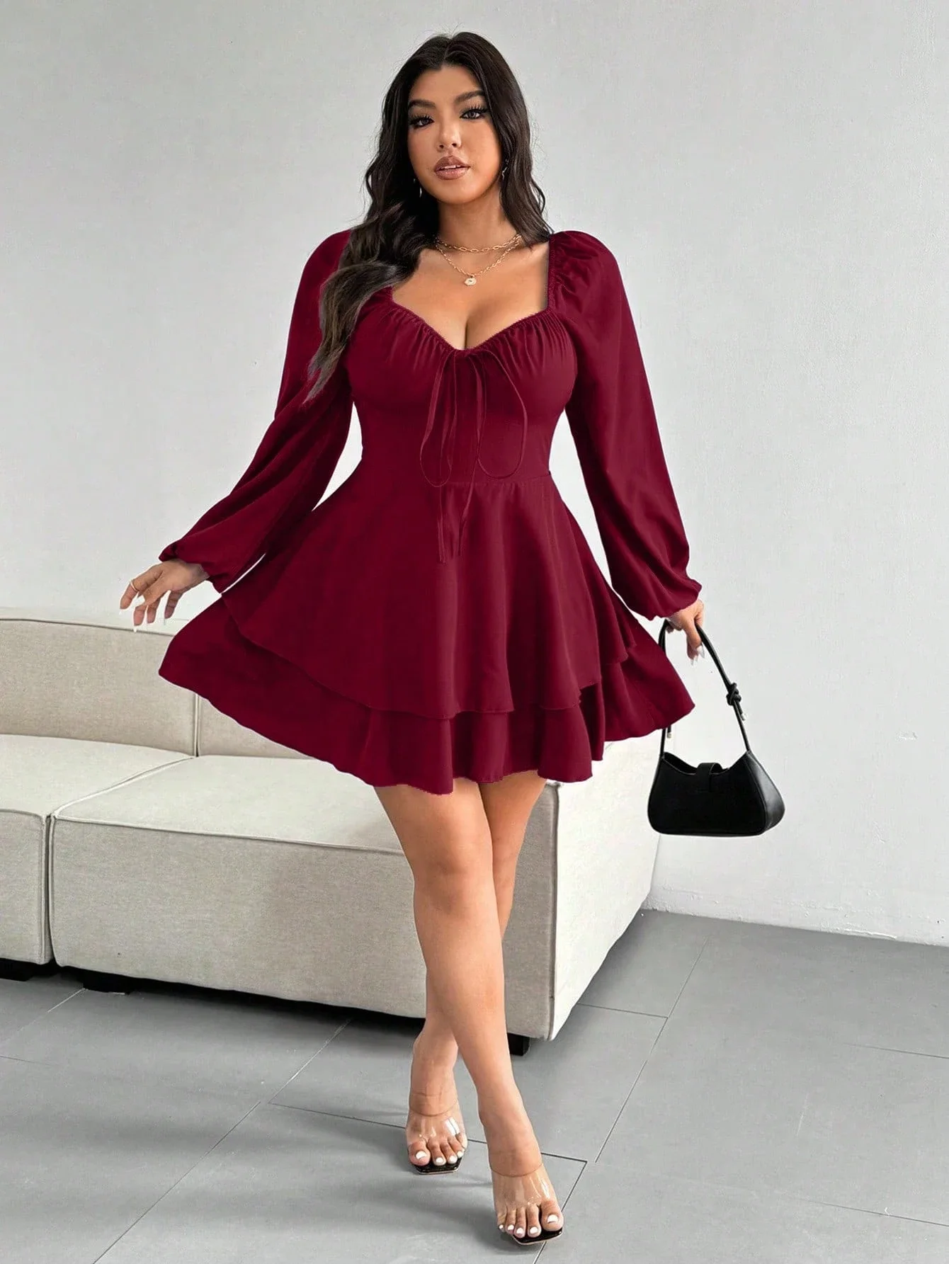 Women's Red Double Layer A-Line Bow Dress For Christmas Valentine's Day Party
Women's Red Double Layer A-Line Bow Dress For Christmas Valentine's Day Party