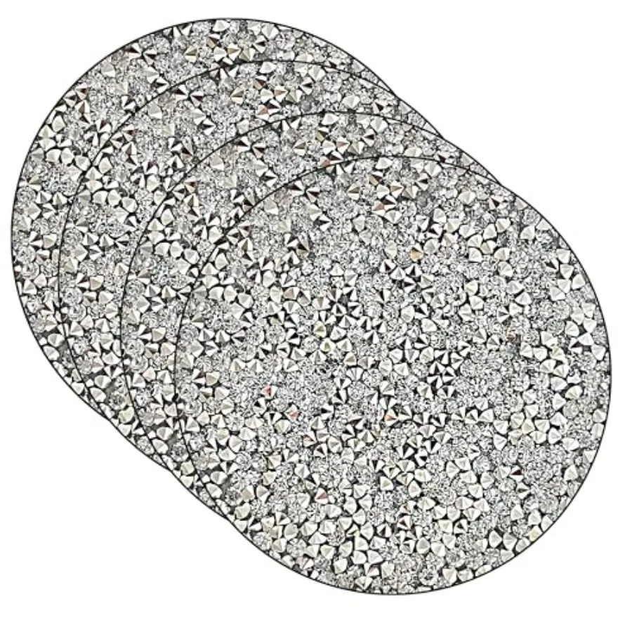 Silver Placemats Set of 4 Crushed Diamond Decor Heat Resistant Round Place Mats Rhinestone Sparkly 15 inch for Home Fall Decora
Silver Placemats Set of 4 Crushed Diamond Decor Heat Resistant Round Place Mats Rhinestone Sparkly 15 inch for Home Fall Decora