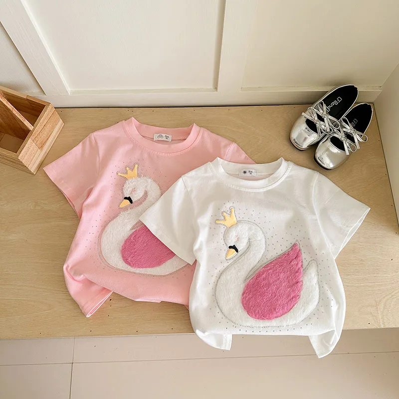 Girls T-shirts 3D Cartoon Swan Tops for Kids Children's Short-sleeved Tees Summer Toddler Pullovers Baby Outfits Clothing
Girls T-shirts 3D Cartoon Swan Tops for Kids Children's Short-sleeved Tees Summer Toddler Pullovers Baby Outfits Clothing