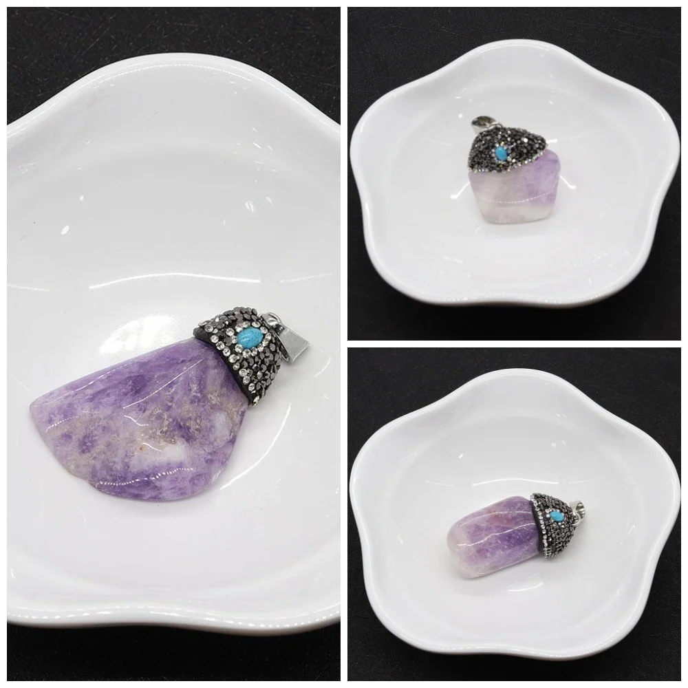 Irregular Natural Semi-precious Amethyst Pendants Crafted with Rhinestone Design Charms Handmade Necklace Accessory Random 1pc
Irregular Natural Semi-precious Amethyst Pendants Crafted with Rhinestone Design Charms Handmade Necklace Accessory Random 1pc