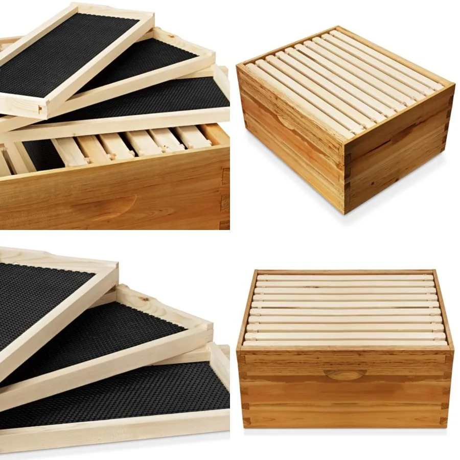Honey Keeper 100% Beeswax Beehive 10 Frame Kit Super Box and 10 Deep Frames with Foundations for Langstroth Beekeeping
Honey Keeper 100% Beeswax Beehive 10 Frame Kit Super Box and 10 Deep Frames with Foundations for Langstroth Beekeeping