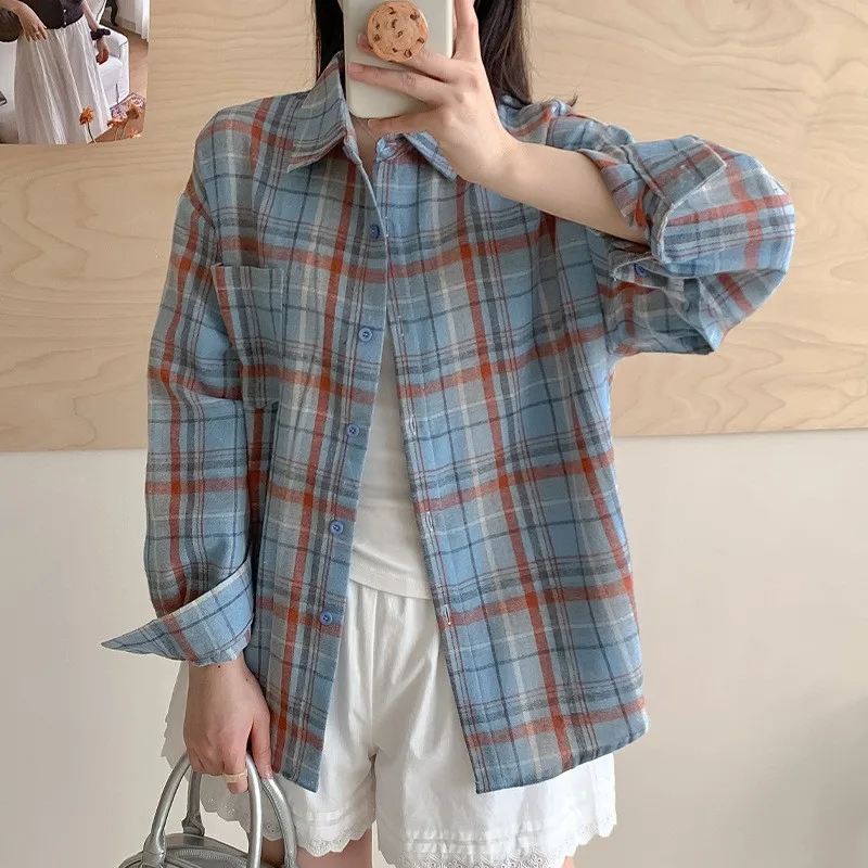 Y2K Vintage Plaid Shirt Women Long Sleeve Shirt Oversized Daily Top Casual Versatile Slim Relaxed Fit Single-breasted Shirt
Y2K Vintage Plaid Shirt Women Long Sleeve Shirt Oversized Daily Top Casual Versatile Slim Relaxed Fit Single-breasted Shirt