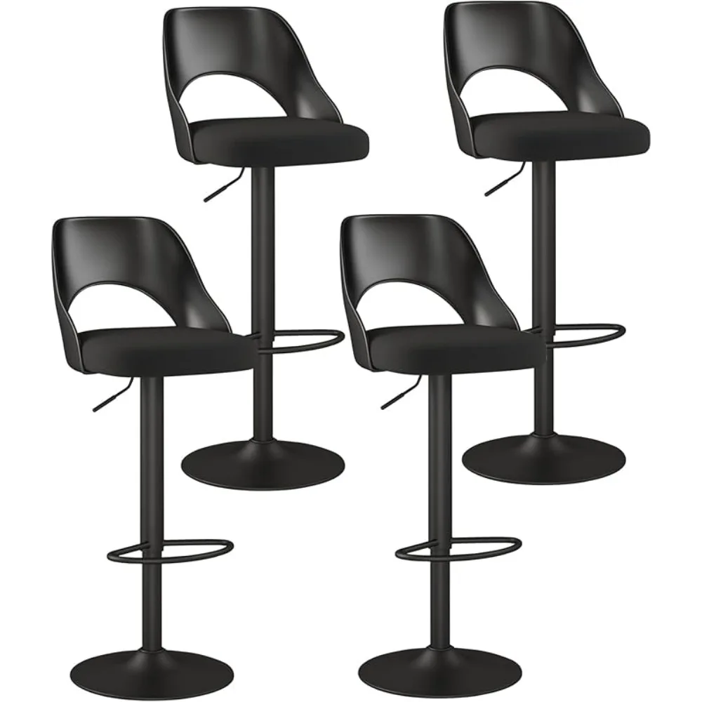 Barstools Set of 4, Height Adjustable Swivel Counter Bar Stool with Hollowed-Out PP Back, Upholstered Chair with Black Metal Bas
Barstools Set of 4, Height Adjustable Swivel Counter Bar Stool with Hollowed-Out PP Back, Upholstered Chair with Black Metal Bas