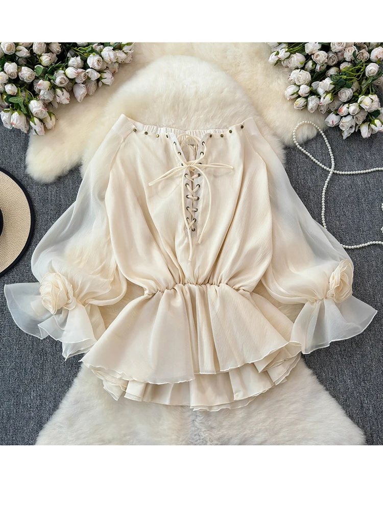 Spring Summer Women's One Shoulder Blouse French Sweet Sexy Fashionable Trumpet Sleeves Ruffled Edge Vacation Chiffon Tops S7
Spring Summer Women's One Shoulder Blouse French Sweet Sexy Fashionable Trumpet Sleeves Ruffled Edge Vacation Chiffon Tops S7