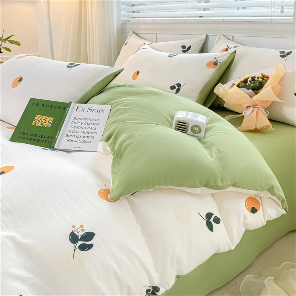 Comfortable Duvet Cover Plant Home Textiles Persimmon Pillowcase Four-piece Bedding Set for Kids Adults Washed Cotton Bed Sheet
Comfortable Duvet Cover Plant Home Textiles Persimmon Pillowcase Four-piece Bedding Set for Kids Adults Washed Cotton Bed Sheet