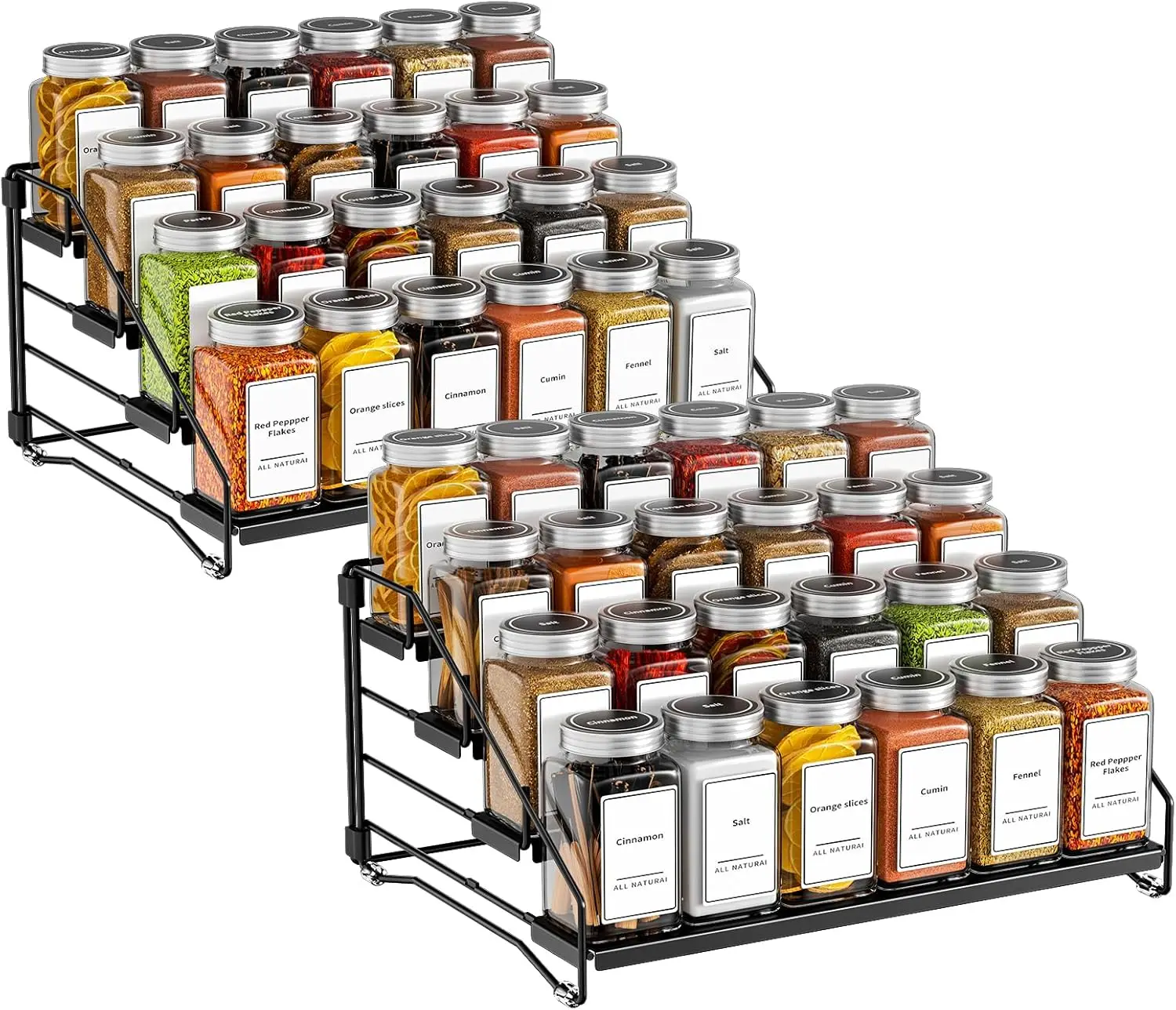 4 Tier Spice Rack Organzier, Spice Rack for Cabinet, Adjustable Depth Seasoning Shelf for Countertop, Pantry, Seasoning
4 Tier Spice Rack Organzier, Spice Rack for Cabinet, Adjustable Depth Seasoning Shelf for Countertop, Pantry, Seasoning
