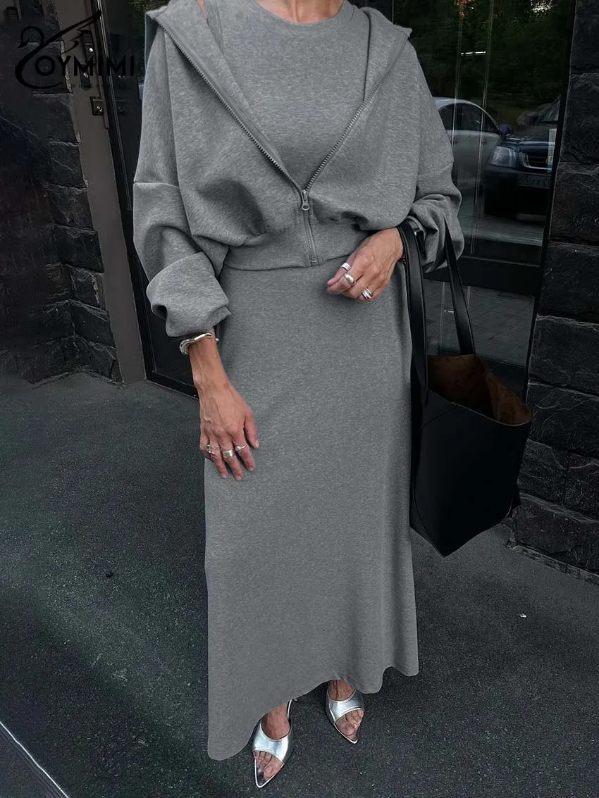 Oymimi Fashion Grey Women 2 Piece Set Outfit Elegant Long Sleeve Zipper Shirts And Sleeveless Straight Ankle-Length Dresses Sets
Oymimi Fashion Grey Women 2 Piece Set Outfit Elegant Long Sleeve Zipper Shirts And Sleeveless Straight Ankle-Length Dresses Sets