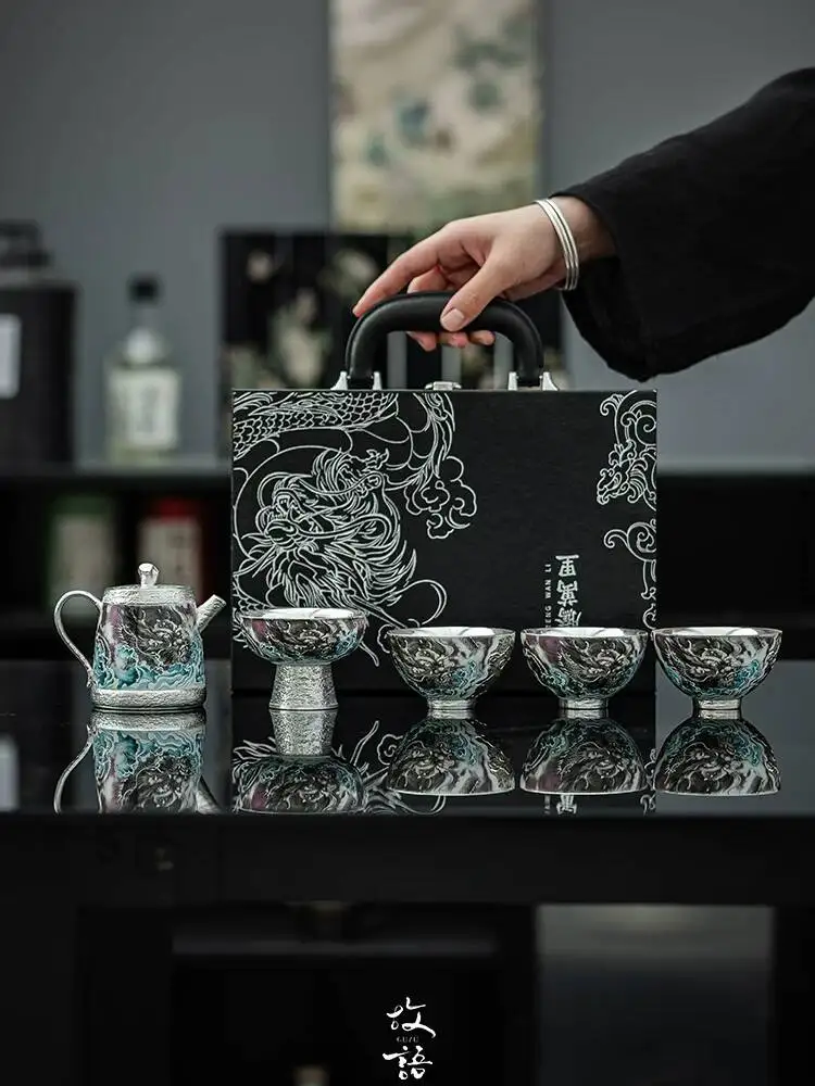 999 Gilded Silver Ceramic Drinking Kung Fu Tea Set Teapot Forbidden City Cultural And Creative Housewarming Gift Chinese Style
999 Gilded Silver Ceramic Drinking Kung Fu Tea Set Teapot Forbidden City Cultural And Creative Housewarming Gift Chinese Style
