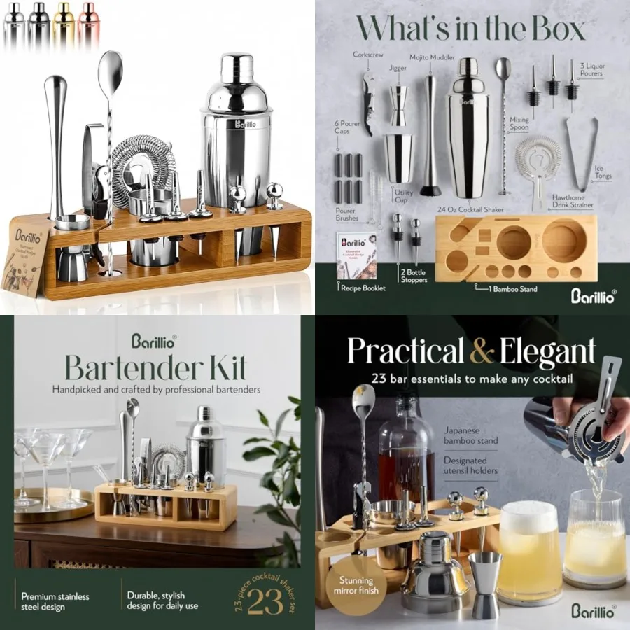 Bartender Kit - Stainless-Steel Cocktail Shaker Set w/Bamboo Stand - Mixology Bar Tools w/Drink Shaker, Mixer Spoon Muddler for
Bartender Kit - Stainless-Steel Cocktail Shaker Set w/Bamboo Stand - Mixology Bar Tools w/Drink Shaker, Mixer Spoon Muddler for