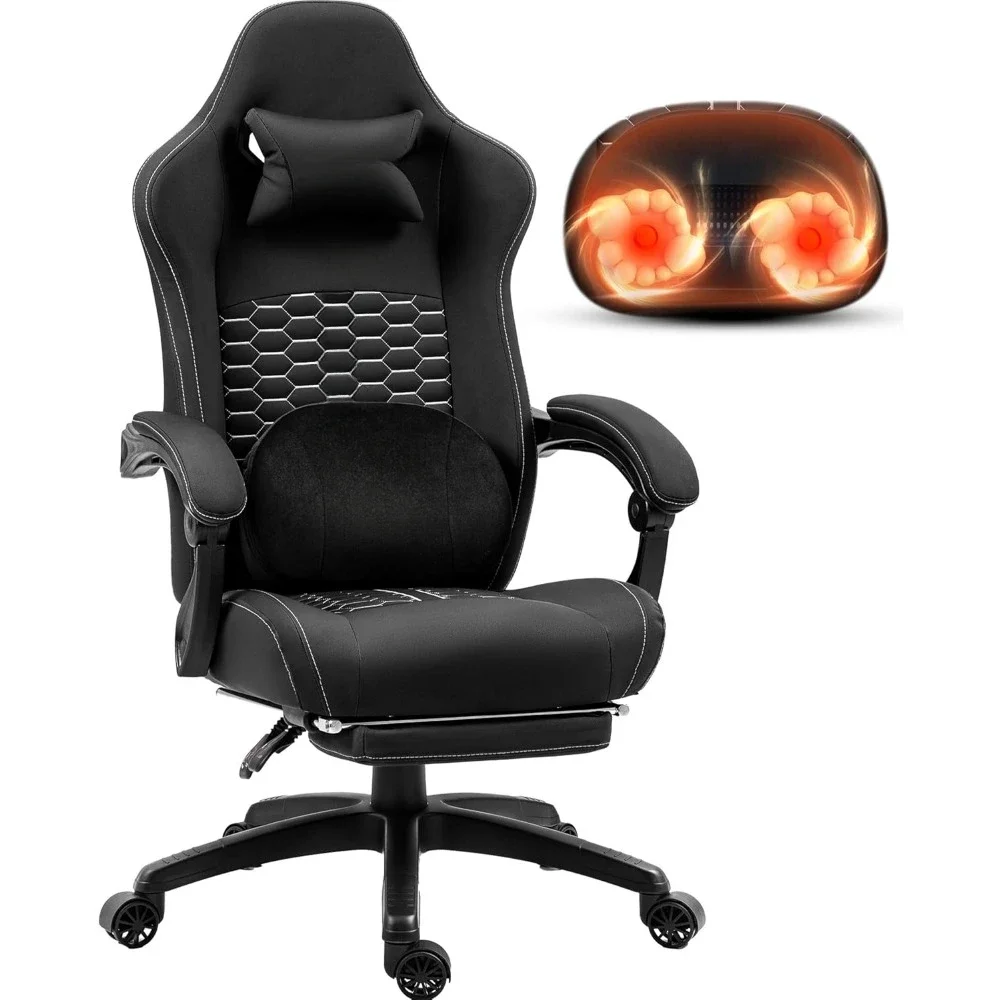 Gaming Chair with Heated Massage Lumbar Support, Ergonomic Gaming Computer Chair with Pocket Spring Cushion and Footrest
Gaming Chair with Heated Massage Lumbar Support, Ergonomic Gaming Computer Chair with Pocket Spring Cushion and Footrest