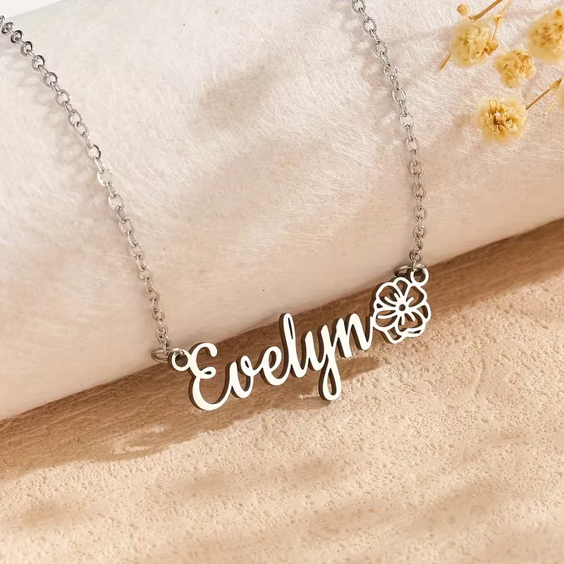 Personalized Name Necklace with Birth Flower Charm - 18K Gold Plated Custom Jewelry Gift for Her Stainless
Personalized Name Necklace with Birth Flower Charm - 18K Gold Plated Custom Jewelry Gift for Her Stainless