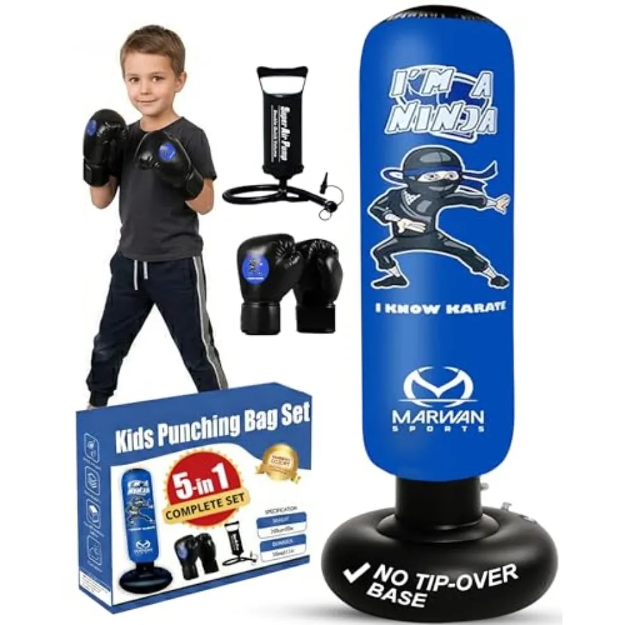 5-in-1 Punching Bag Set with Gloves Pump and Funnel 63" Inflatable Boxing Bag for 4-12 Durable PVC Fast Rebound Waterproof Base
5-in-1 Punching Bag Set with Gloves Pump and Funnel 63" Inflatable Boxing Bag for 4-12 Durable PVC Fast Rebound Waterproof Base