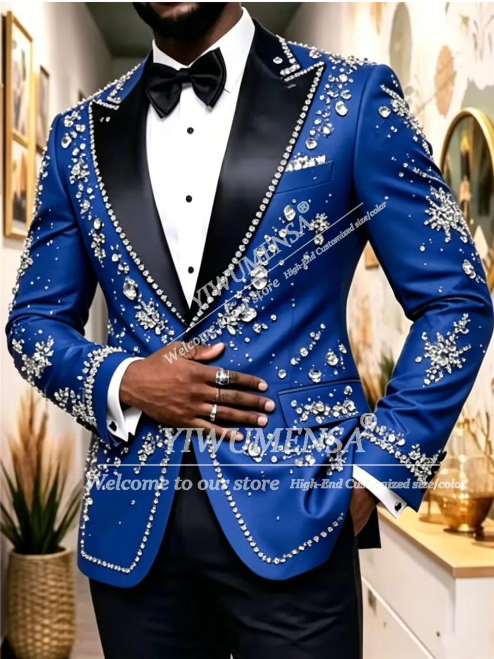 Luxury Suits Men Formal Party Wear Black Label Beaded Stones Prom Blazer Trousers 2 Piece Sets Groom Wedding Tuxedos Customized
Luxury Suits Men Formal Party Wear Black Label Beaded Stones Prom Blazer Trousers 2 Piece Sets Groom Wedding Tuxedos Customized
