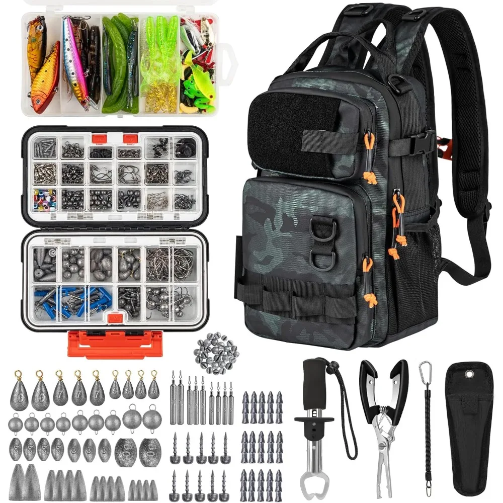 Complete Fishing Kit Backpack with Tackle Box Lures Hooks Sinkers Pliers Lip Gripper Gear Gift for Men
Complete Fishing Kit Backpack with Tackle Box Lures Hooks Sinkers Pliers Lip Gripper Gear Gift for Men