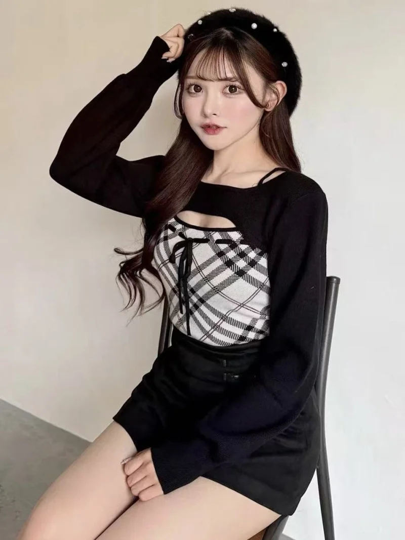 Autumn Winter Plaid Splicing Hole Design Belted Tank Top Cover up Two Piece Set Women's Fashion Japanese Style Long Sleeve ...
Autumn Winter Plaid Splicing Hole Design Belted Tank Top Cover up Two Piece Set Women's Fashion Japanese Style Long Sleeve ...