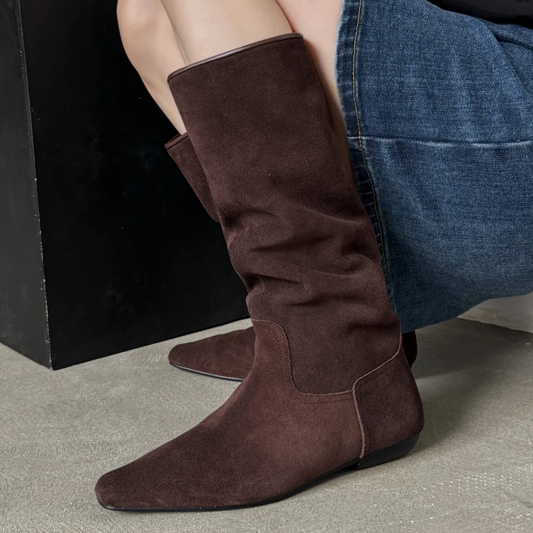 Women's natural suede leather square toe slip-on knee high knight boots 2.5cm thick low heel casual female long boots shoes sale
Women's natural suede leather square toe slip-on knee high knight boots 2.5cm thick low heel casual female long boots shoes sale