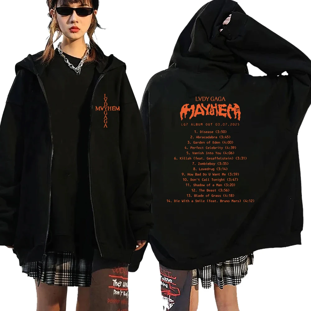 2025 Lady Gaga Mayhem Graphic Zip Up Hoodie New Album Fashion Zipper Sweatshirt Men Women Clothes Long Sleeves Fleece Pullover
2025 Lady Gaga Mayhem Graphic Zip Up Hoodie New Album Fashion Zipper Sweatshirt Men Women Clothes Long Sleeves Fleece Pullover