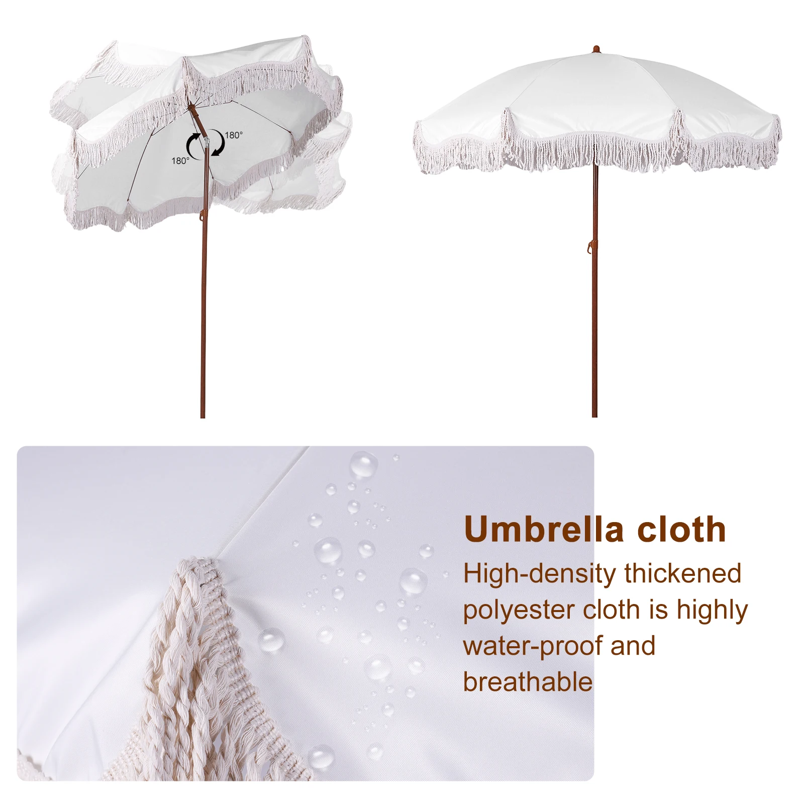 Пляжный зонт в стиле бохо с бахромой, регулируемый, с защитой от УФ-излучения, для сада, стола, бассейна (белый, цвет мороженого)
Пляжный зонт в стиле бохо с бахромой, регулируемый, с защитой от УФ-излучения, для сада, стола, бассейна (белый, цвет мороженого)