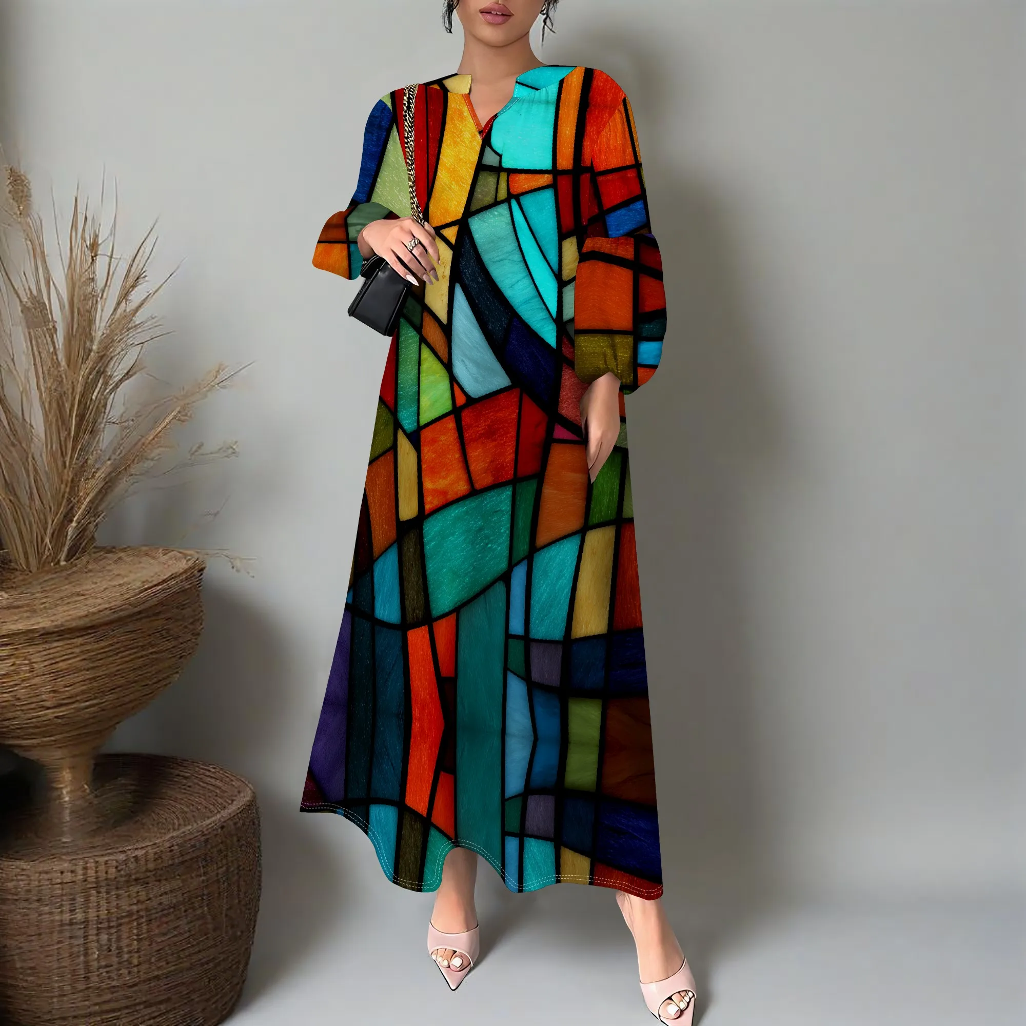 Women's Stained Glass Print Maxi Dress V-Neck Long Lantern Sleeve Loose Fit Sundress XS-3XL
Women's Stained Glass Print Maxi Dress V-Neck Long Lantern Sleeve Loose Fit Sundress XS-3XL
