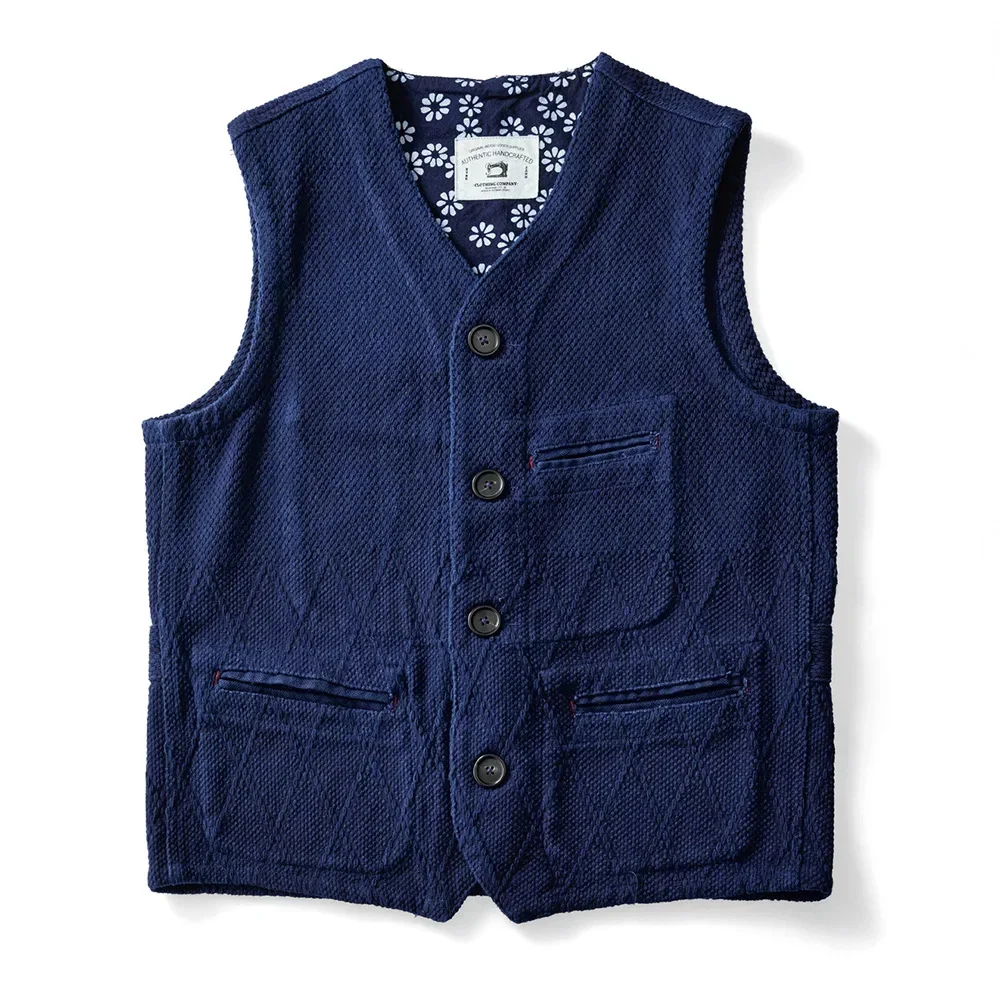 Autumn New Vintage Indigo Jacket Vest Men Thick Heavy Cotton Blue Dyed Multi Pockets Tooling Fashion Casual Cardigon Coat
Autumn New Vintage Indigo Jacket Vest Men Thick Heavy Cotton Blue Dyed Multi Pockets Tooling Fashion Casual Cardigon Coat