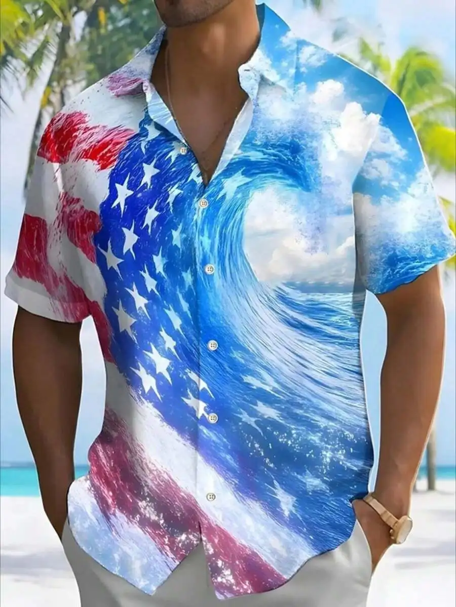Mens American Flag 3D Print Casual Short Sleeve Button Up Shirt Summer Beach Wear
Mens American Flag 3D Print Casual Short Sleeve Button Up Shirt Summer Beach Wear