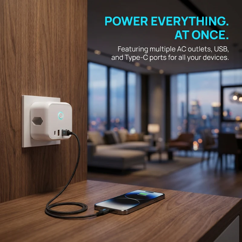 EU Standard Cube Plug Adapter Power Strip with USB-C Port and Cable Space Saving for Home Office Daily Power Supply
EU Standard Cube Plug Adapter Power Strip with USB-C Port and Cable Space Saving for Home Office Daily Power Supply